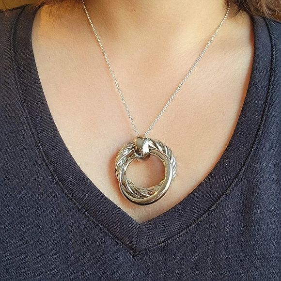 Vintage Silver Hoop Necklace - Picture 3 of 8